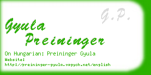 gyula preininger business card